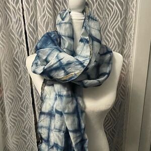 Lightweight Blue and White Tie-Dye Scarf